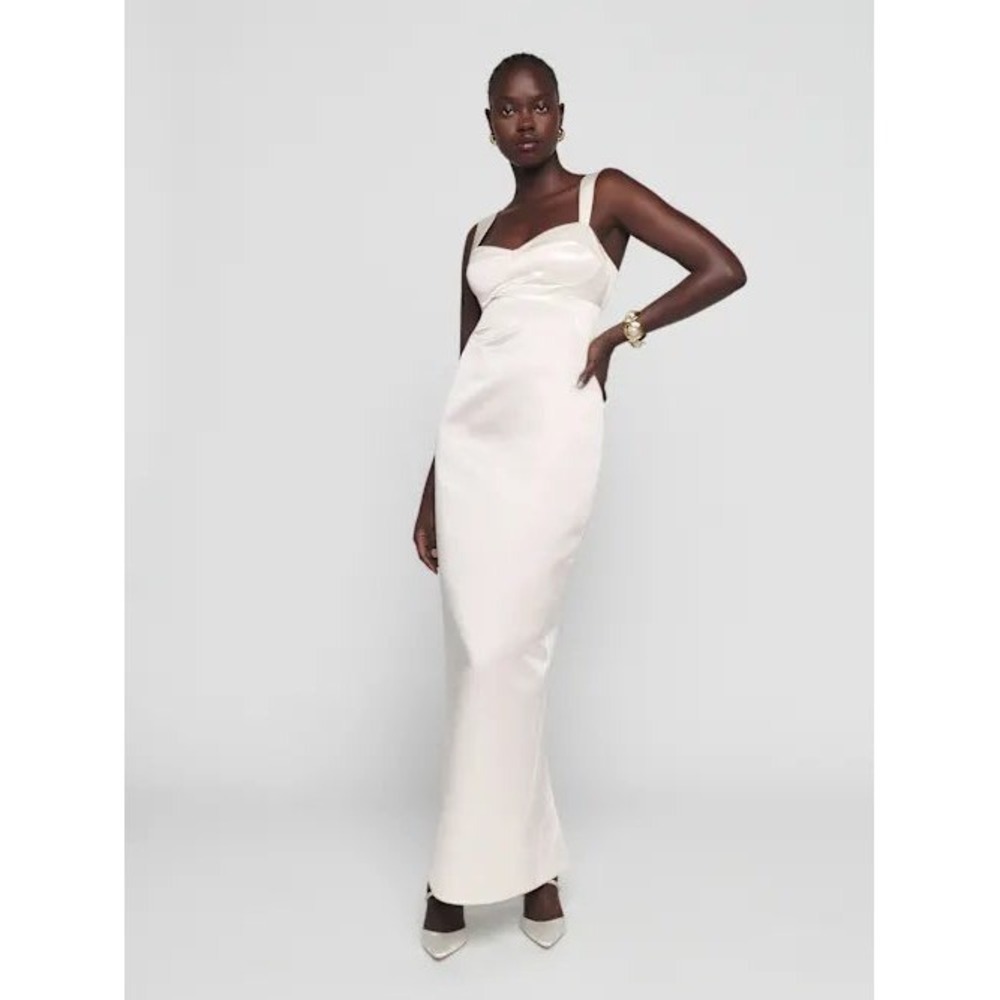 New Reformation Willy Dress Cream Satin Maxi Bustier Gown Bridal Wedding NWT